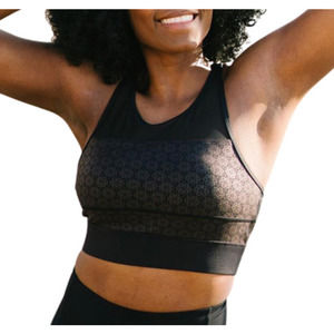Zyia Active All Star Sports Bra Black Flower Power Women's S